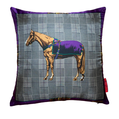 RALPH LAUREN Equestrian Prince of Wales Vintage Scarf Pillow Decorative Pillows Throw Pillows
