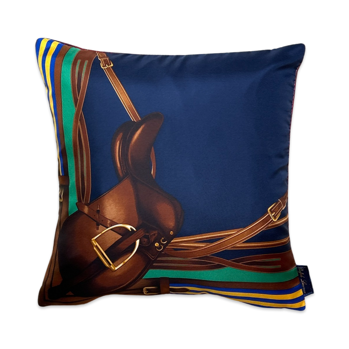 Equestrian Vintage Silk Scarf Pillows 17"
