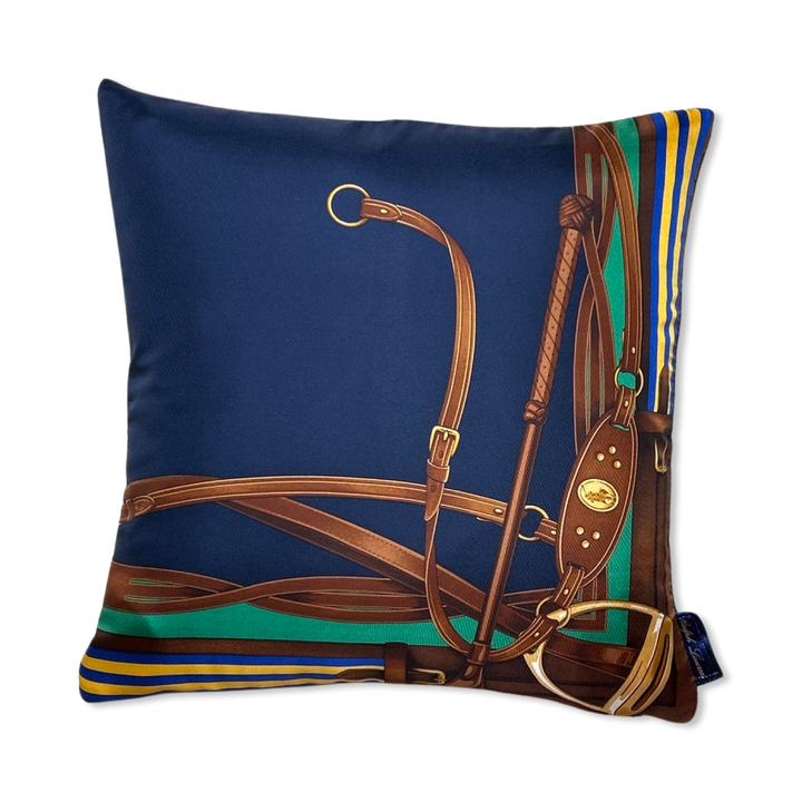 Equestrian Vintage Silk Scarf Pillows 17"