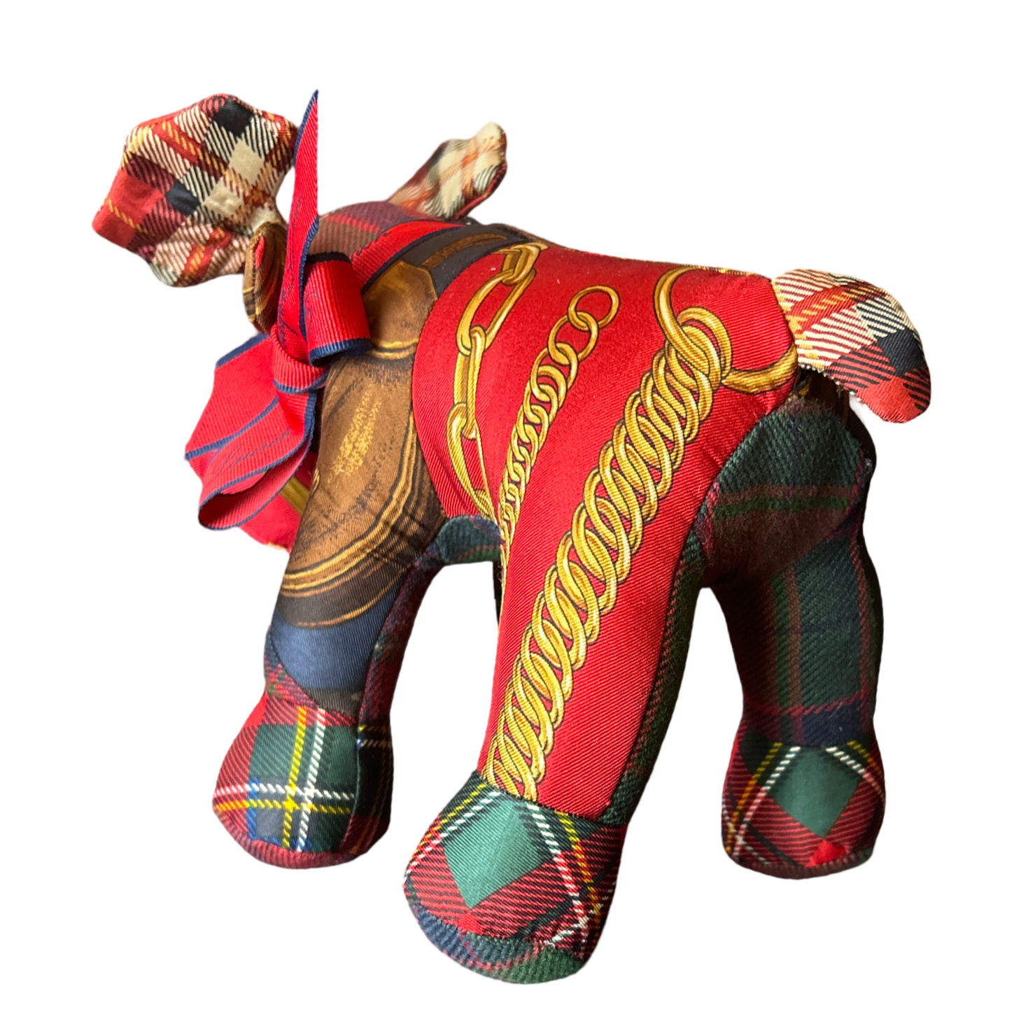 Ralph Lauren equestrian scarf patchwork moose at vintage luxe up