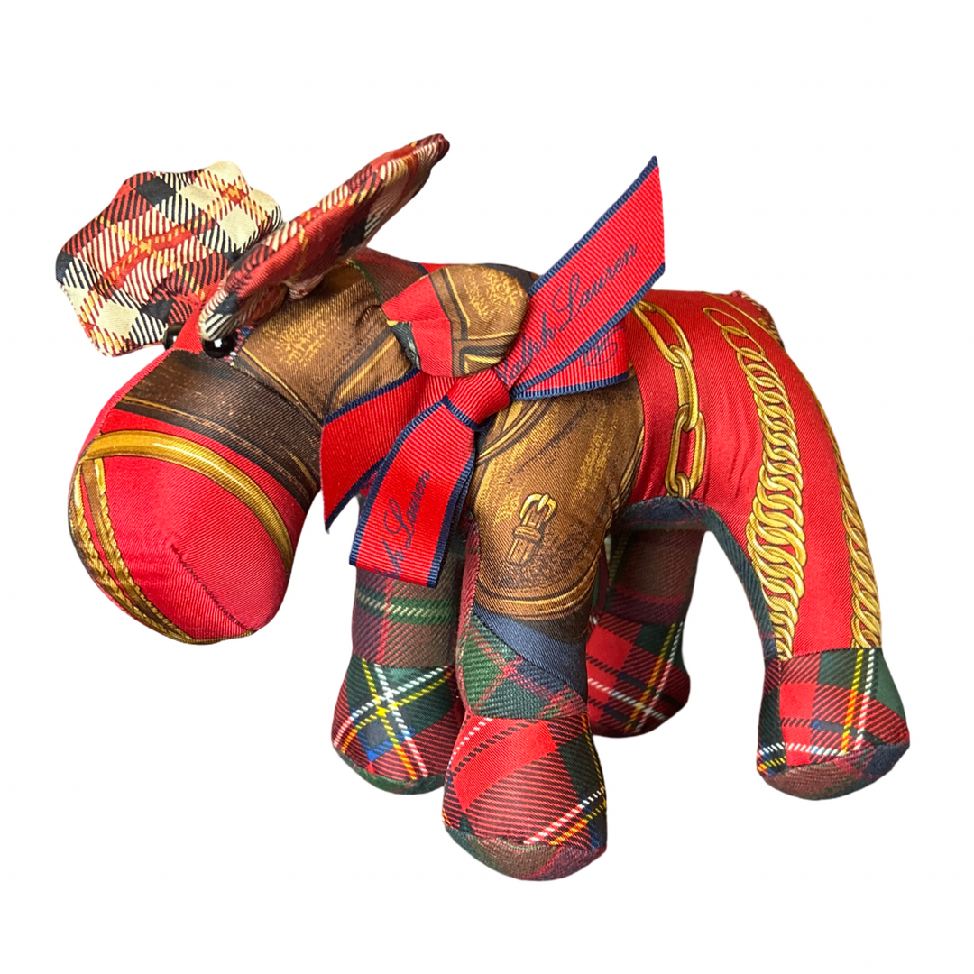 Ralph Lauren equestrian scarf patchwork moose at vintage luxe up