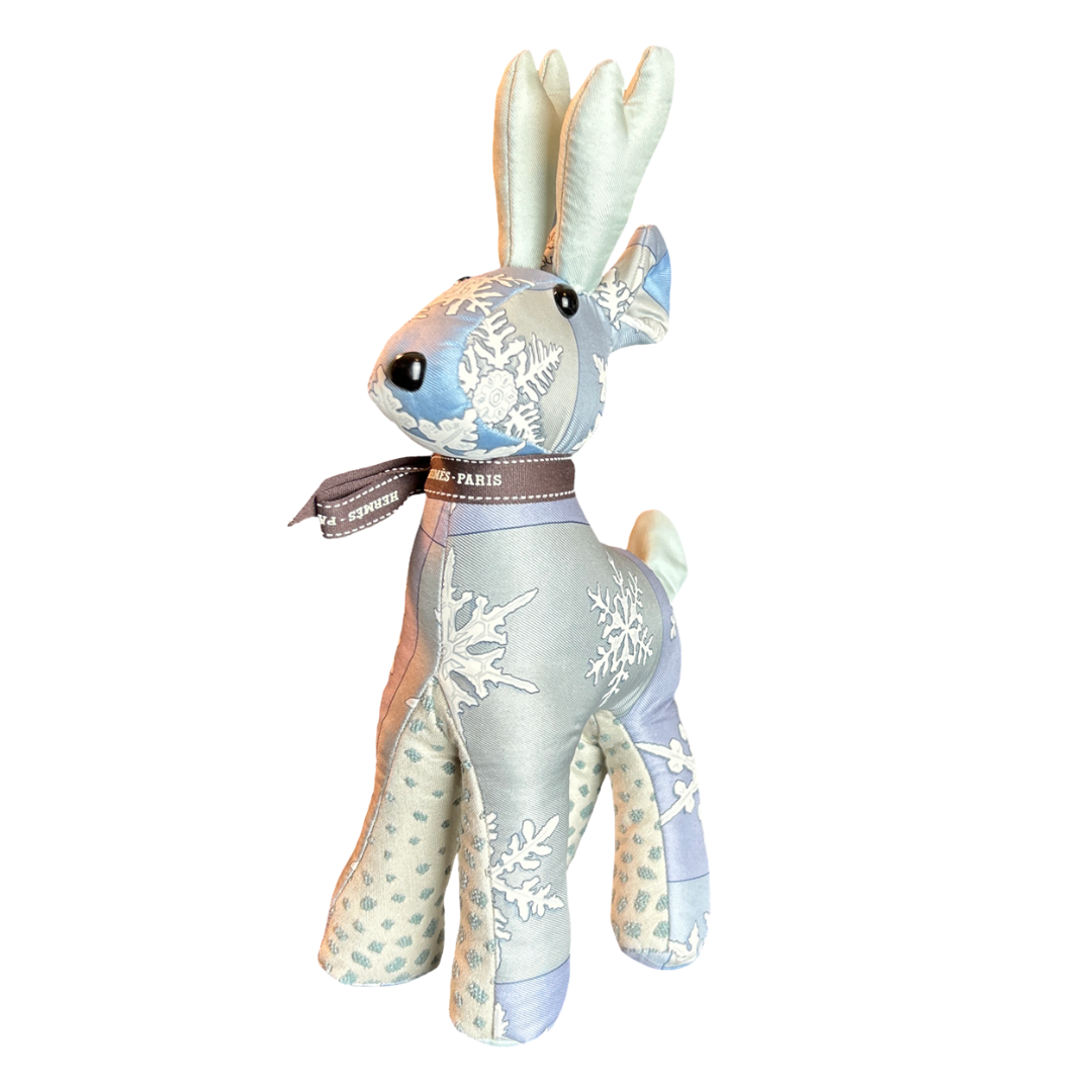 Hermes Feux de l'Hiver Scarf Patchwork Reindeer at VintageLuxeUp.com