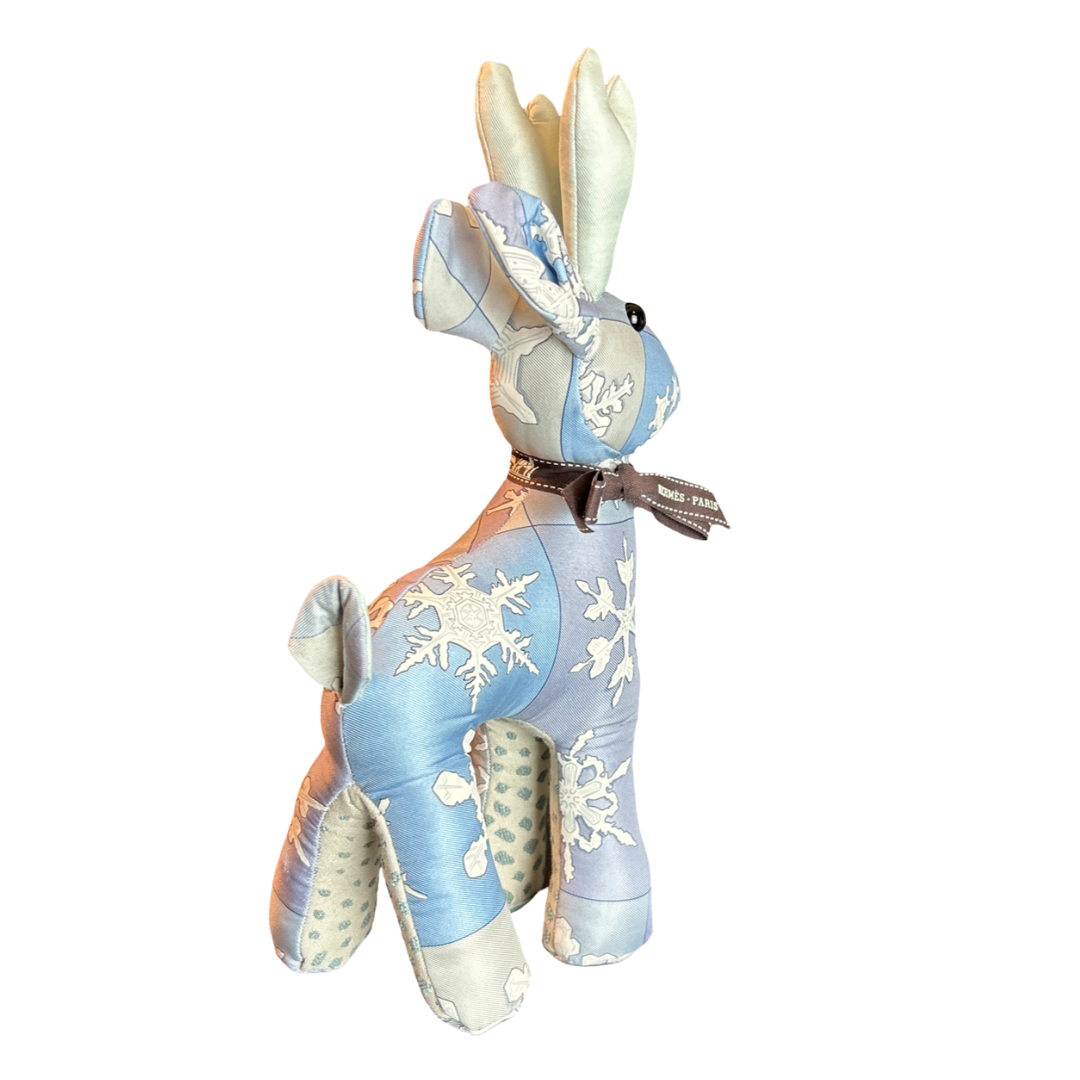 Hermes Feux de l'Hiver Scarf Patchwork Reindeer at VintageLuxeUp.com