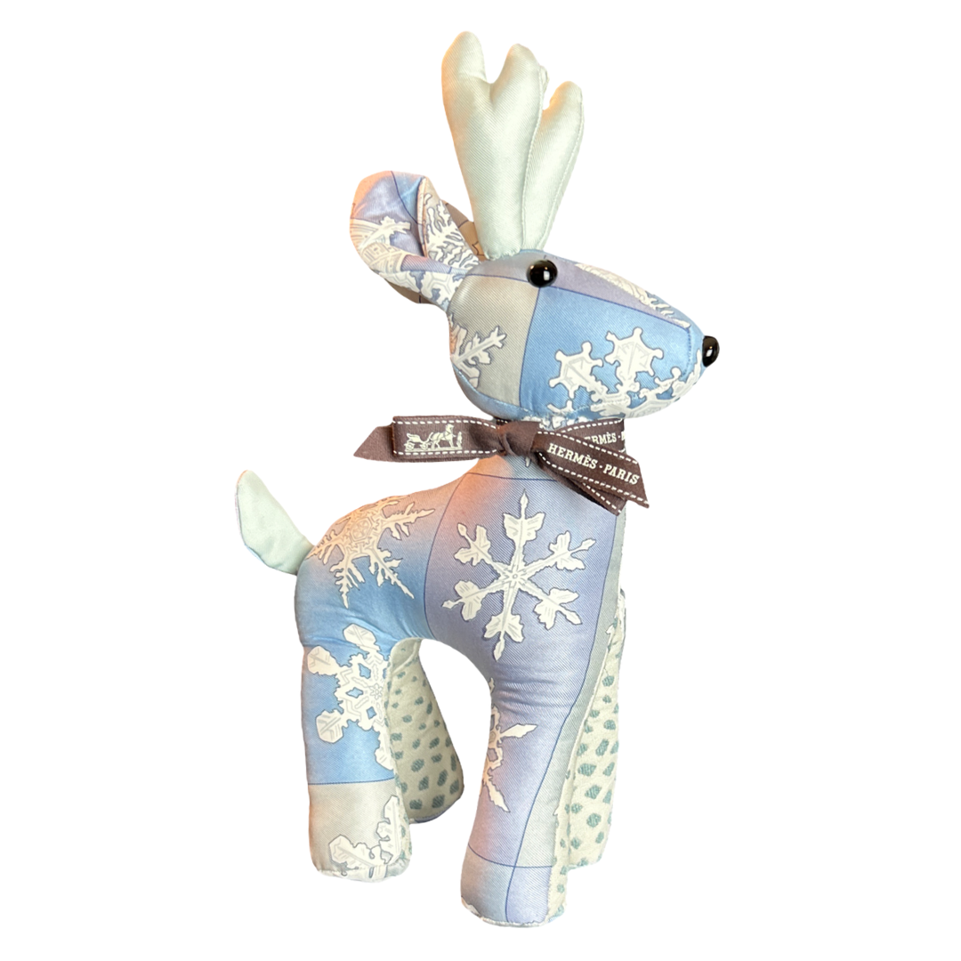 Hermes Feux d'Hiver Scarf Patchwork Reindeer at VintageLuxeUp.com