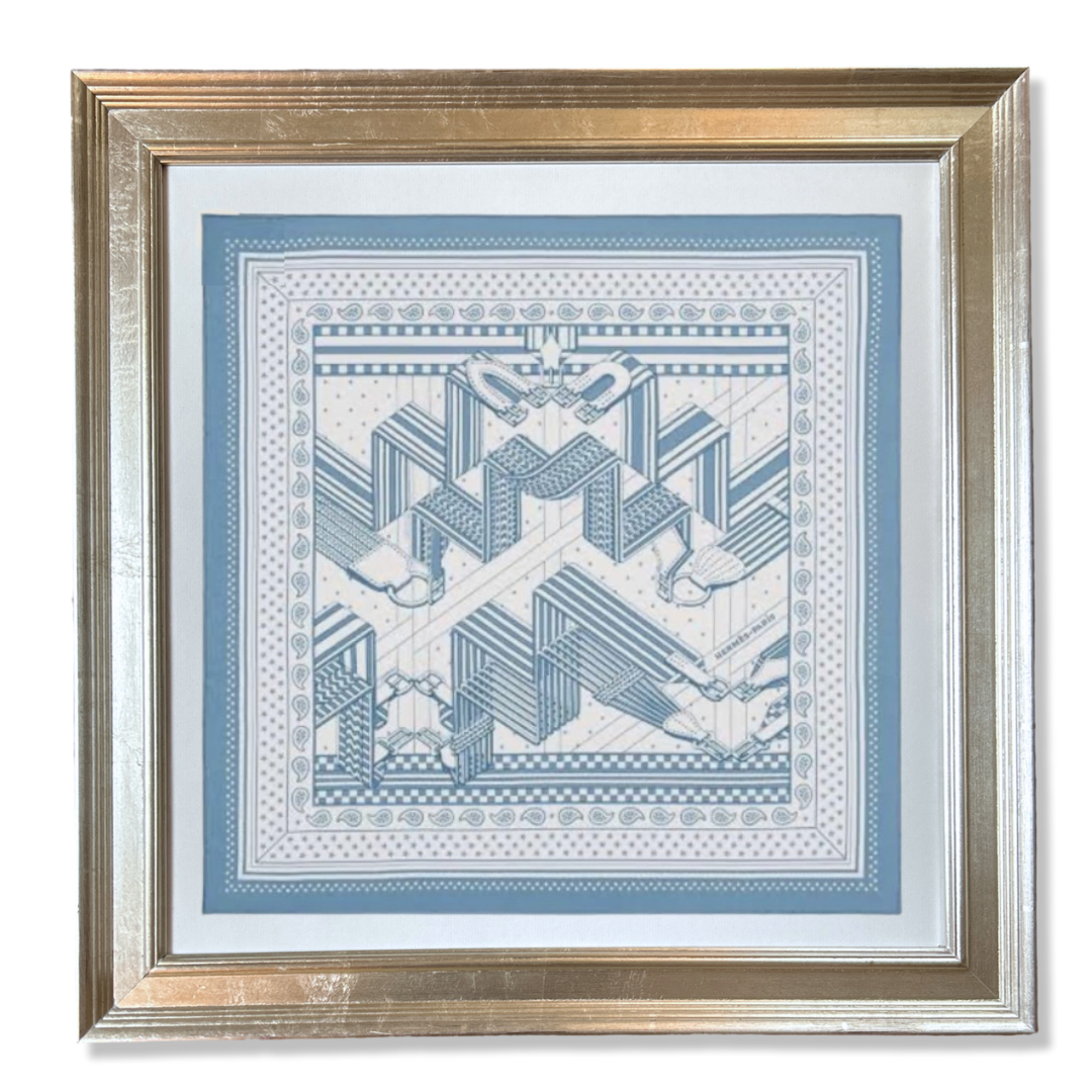 Sangles en Zig Zag Framed Vintage Silk Scarf 27"