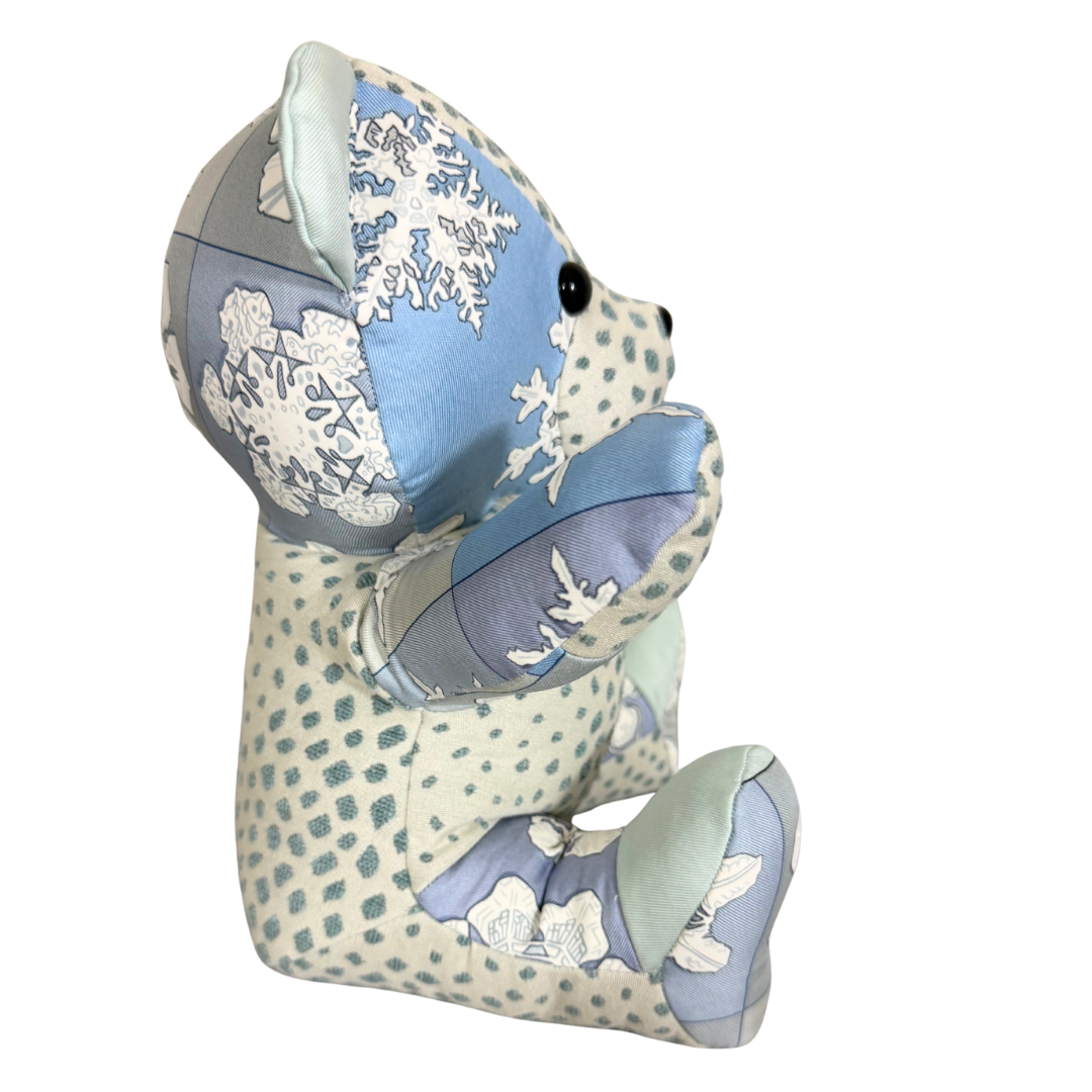 Feux d'Hiver Vintage Silk Scarf Tender Teddy Bear