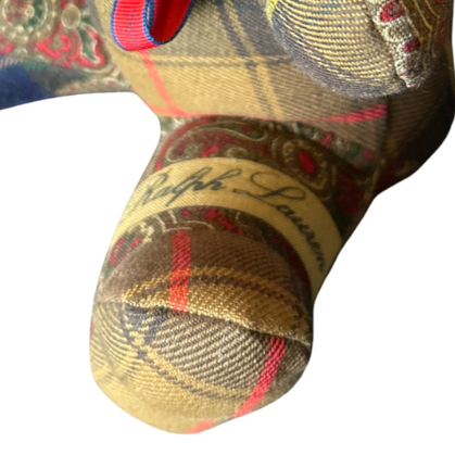 Equestrian Tartan Vintage Silk Scarf Tender Teddy Bear