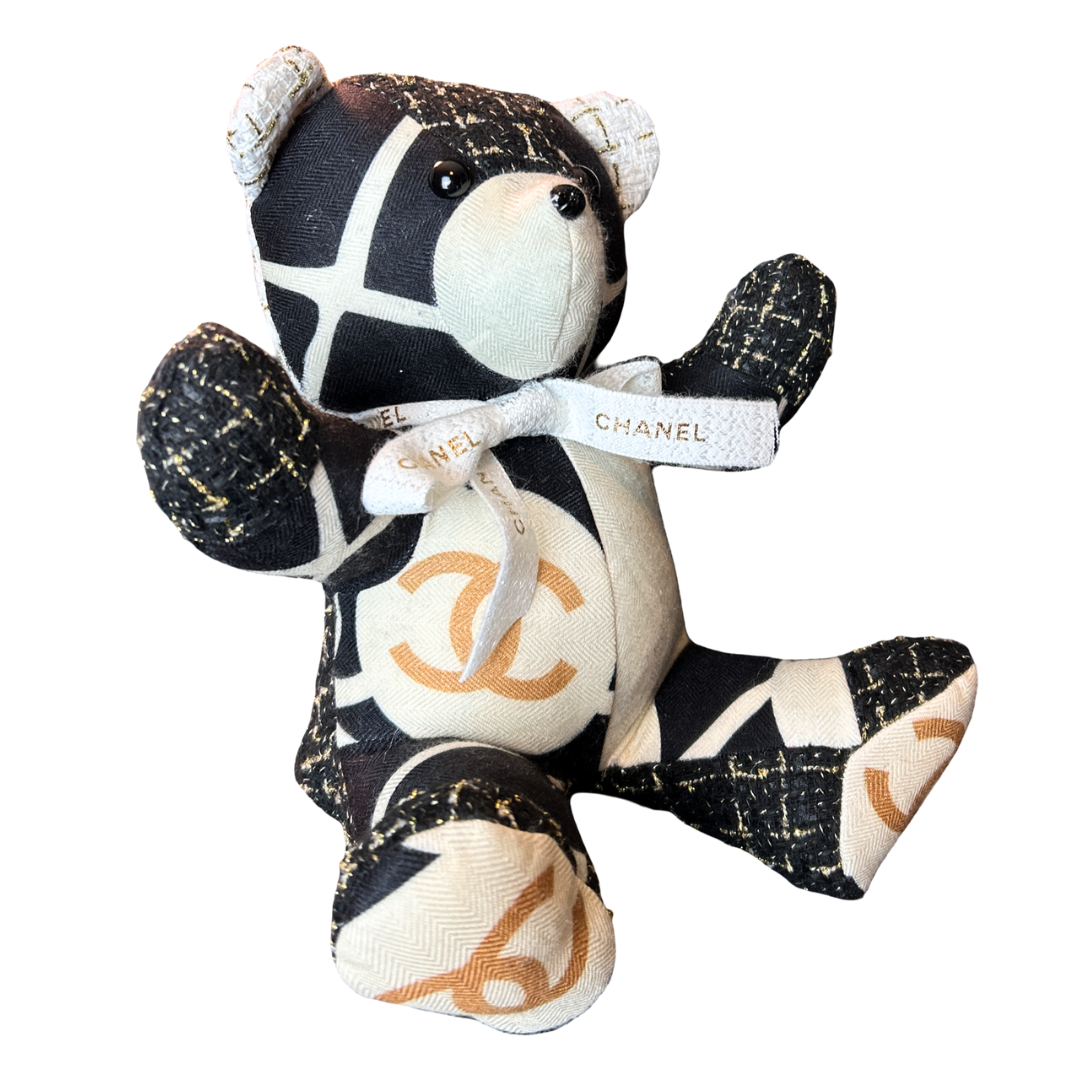 Chanel CC Logo Scarf Patchwork Teddy Bear at Vintage Luxe Up