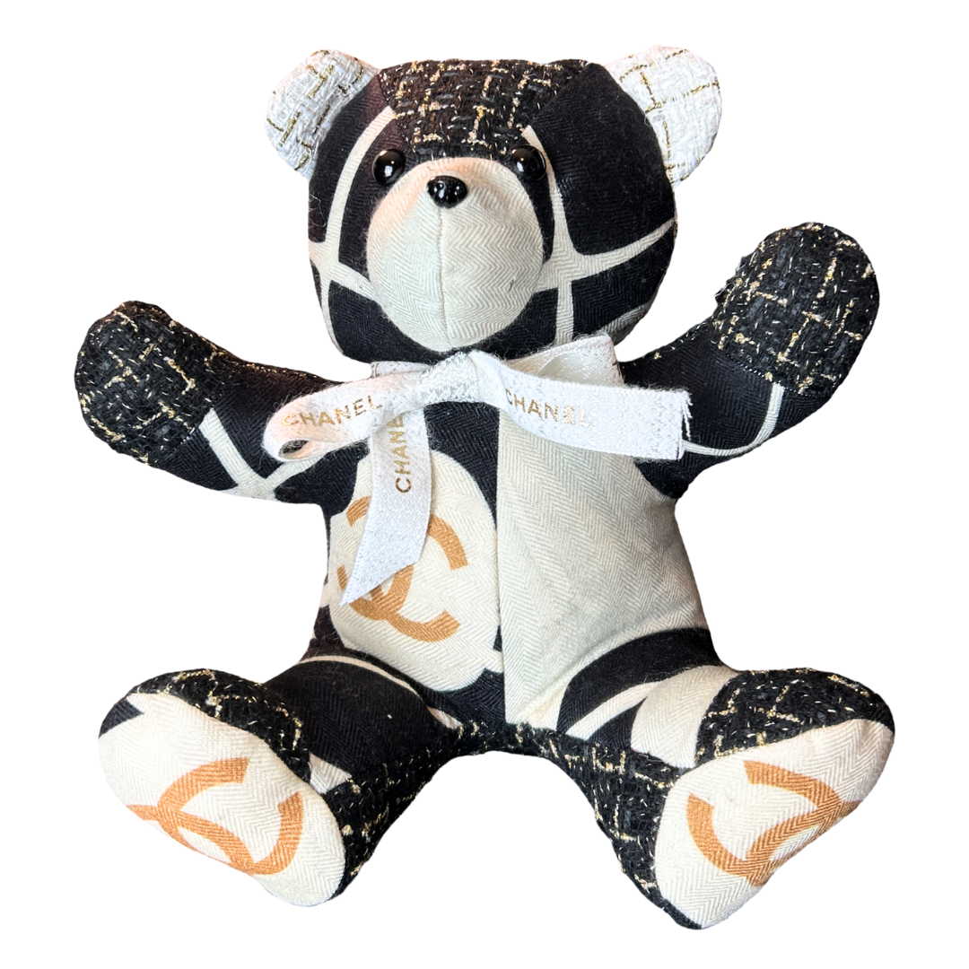 Chanel CC Logo Scarf Patchwork Teddy Bear at Vintage Luxe Up
