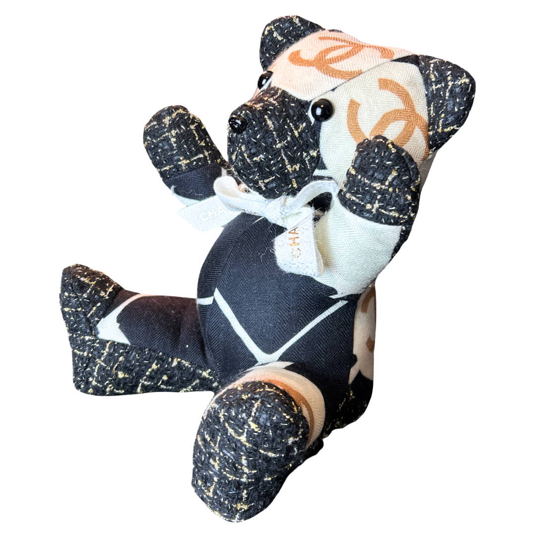 Chanel CC Logo Scarf Patchwork Teddy Bear at Vintage Luxe Up