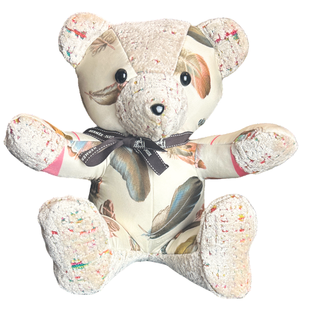 Hermes Les Plumes Scarf Teddy Bear at Vintage Luxe Up