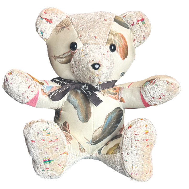 Hermes Les Plumes Scarf Teddy Bear at Vintage Luxe Up