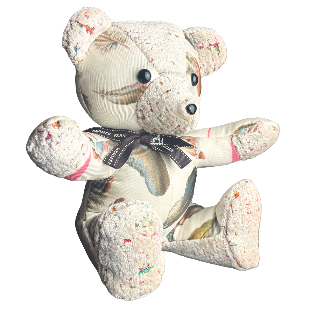 Hermes Les Plumes Scarf Teddy Bear at Vintage Luxe Up