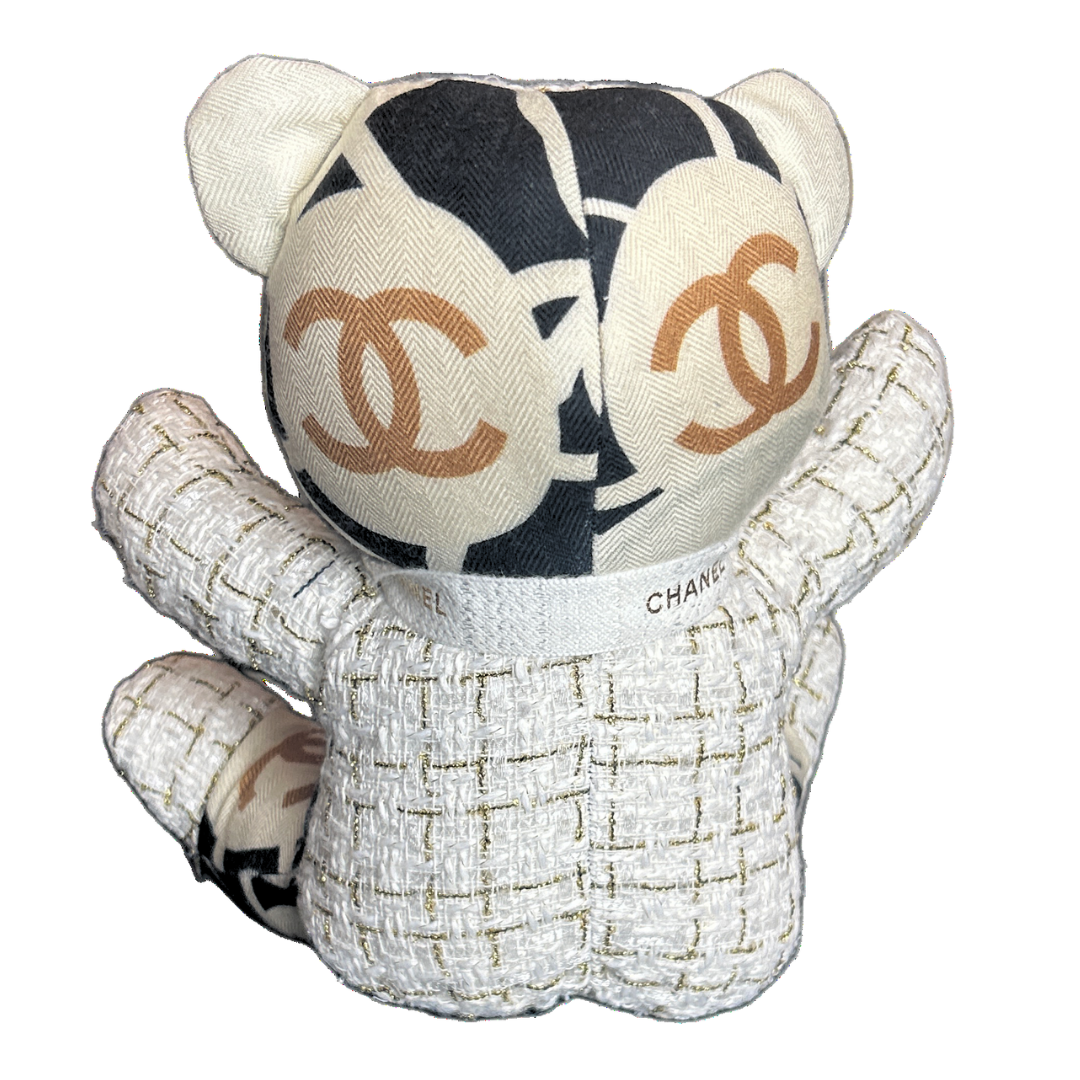 CC Logo Vintage Silk & Cashmere Scarf Tender Teddy Bear