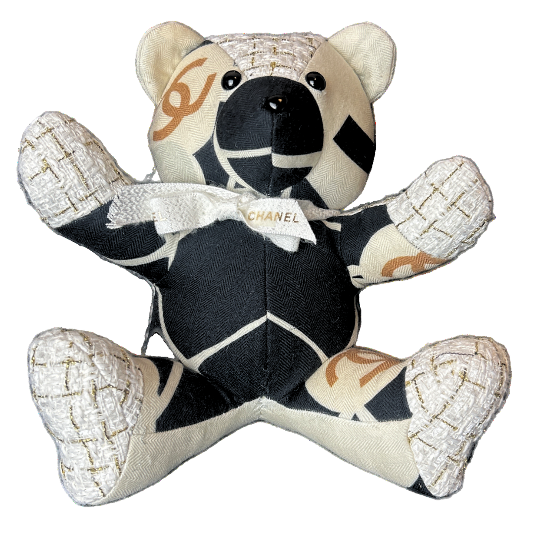 Chanel CC Logo Scarf Patchwork Teddy Bear at Vintage Luxe Up