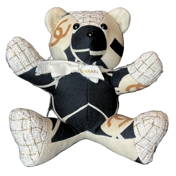 Chanel CC Logo Scarf Patchwork Teddy Bear at Vintage Luxe Up