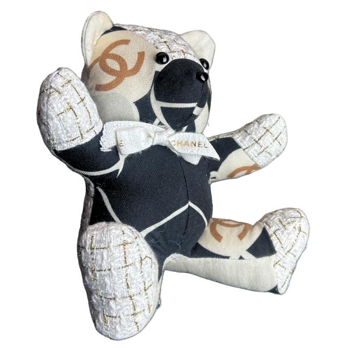 Chanel CC Logo Scarf Patchwork Teddy Bear at Vintage Luxe Up