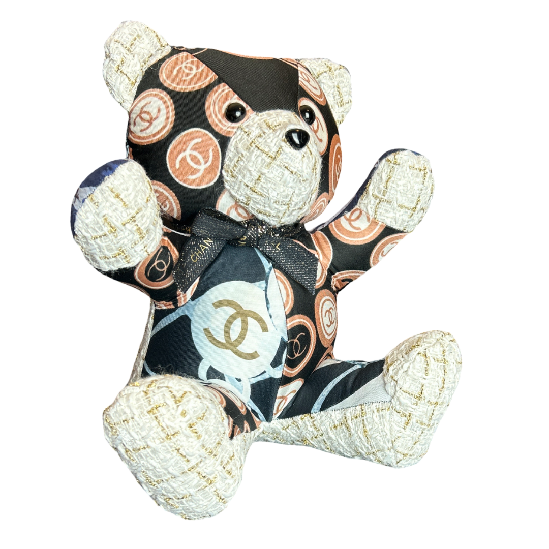 Chanel CC Logo Scarf Patchwork Teddy Bear at Vintage Luxe Up