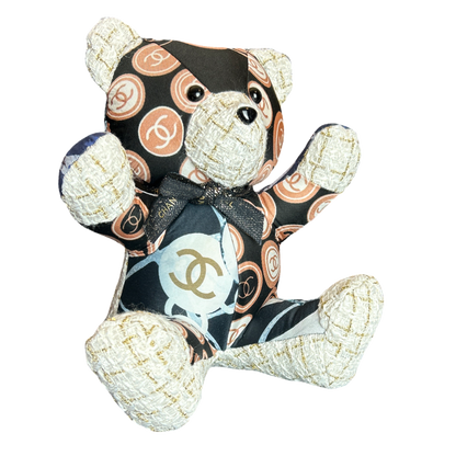 Chanel CC Logo Scarf Patchwork Teddy Bear at Vintage Luxe Up