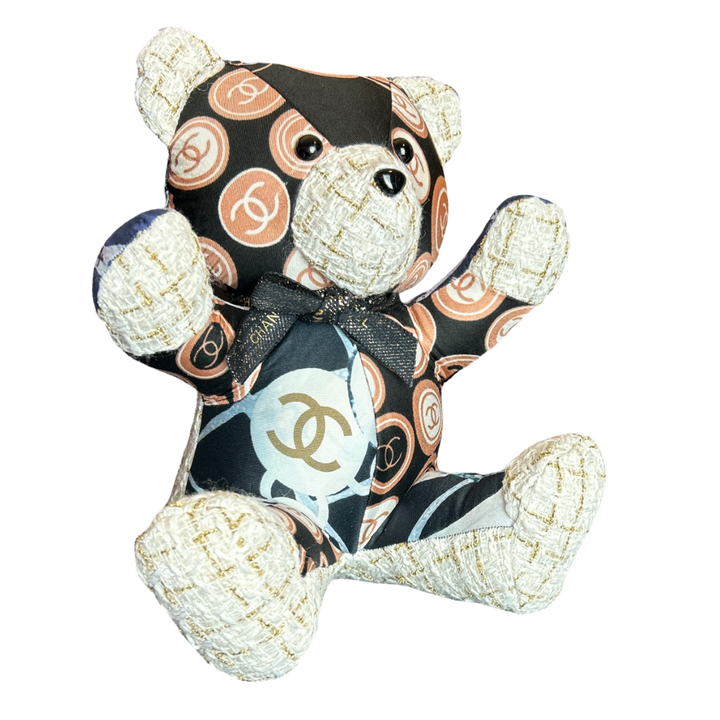 Chanel CC Logo Scarf Patchwork Teddy Bear at Vintage Luxe Up