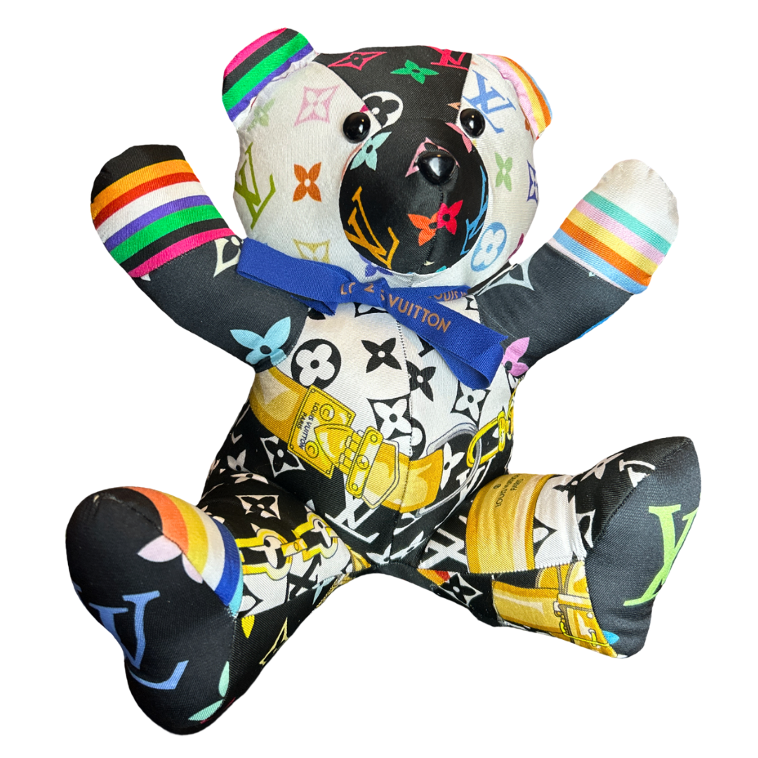 ??C.C Exclusives: Upcycled LV Teddy Bear Soft Head Wrap Luxury isn main image 4