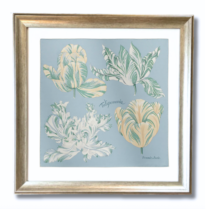 Hermes Tulipomanie Scarf | Framed Hermes Scarf at Vintage Luxe Up