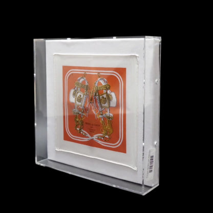 HERMES Quadrige II Vintage Acrylic Shadow Box Framed hermes scarf